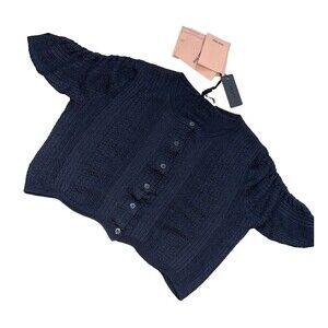 MIU MIU NWT Women’s Amas Silk Cashmere Crop Cardigan Sweater size 38/4 US